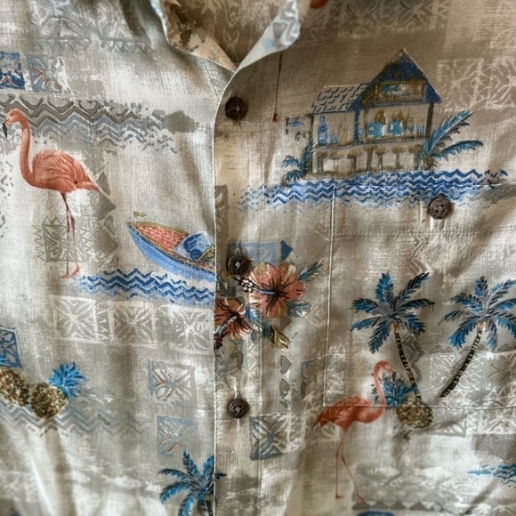 Batik Bay Easy Care Short Sleeve Size Small Hawaiian Shirt Flamingo Palm Tree - Picture 3 of 9